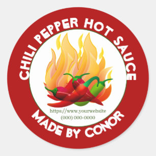 Chilli Pepper Hot Sauce 3" 2 Classic Round Sticker