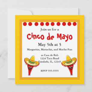 Chilli Pepper in a Sombrero Cinco de Mayo Invitation
