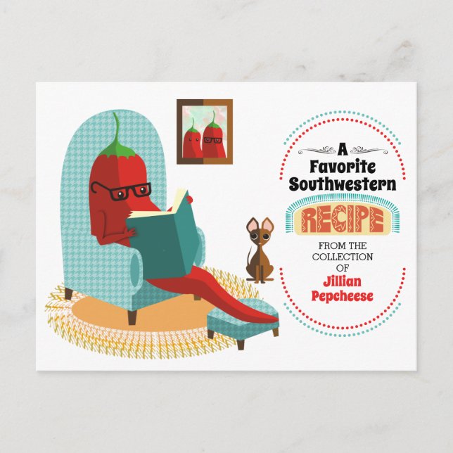 Chilli pepper Mexican cooking cookbook recipe card (Front)