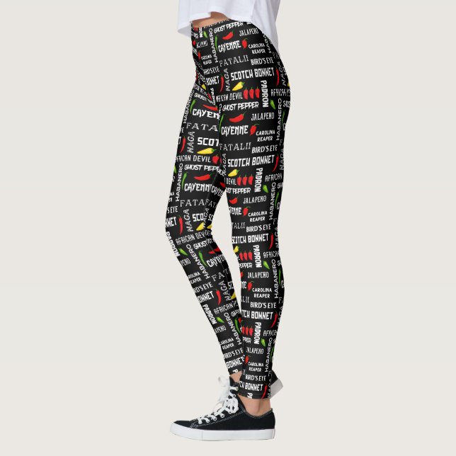 Chilli Pepper Names Pattern Leggings (Left)
