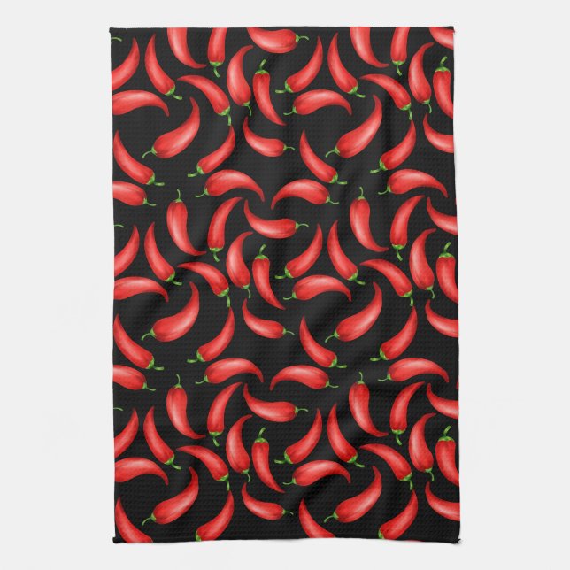 Chilli Pepper Pattern Kitchen Towel (Vertical)