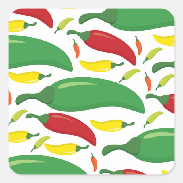 Chilli pepper pattern square sticker (Front)