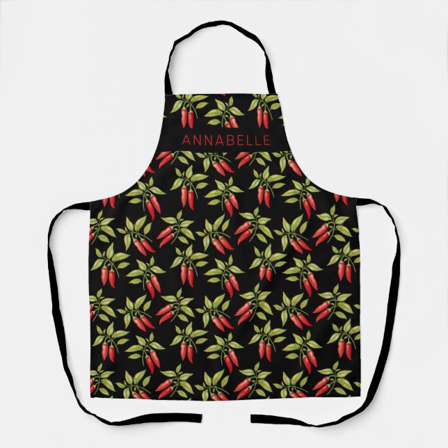 Chilli Pepper Plant Personalise Apron (Front)