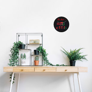 Chilli pepper red and black with customisable text round clock