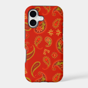 Chilli Pepper Red and Lime Green Paisley Pattern