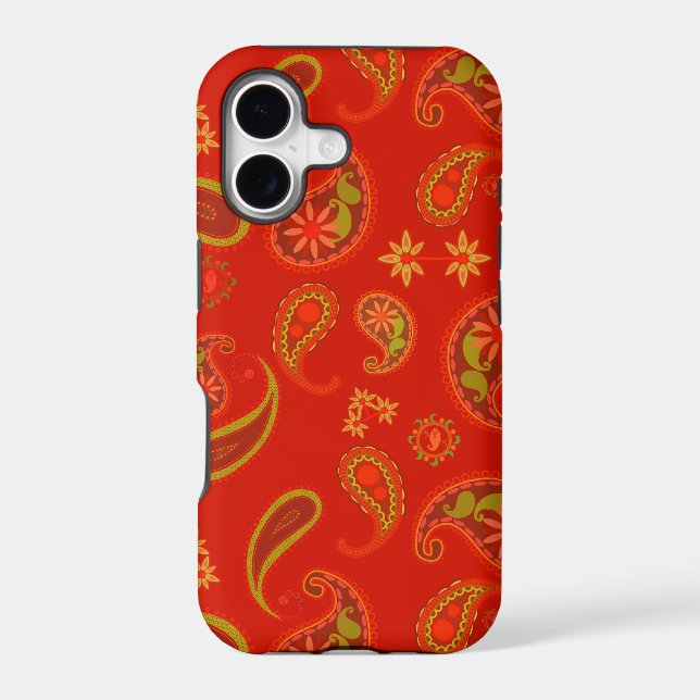 Chilli Pepper Red and Lime Green Paisley Pattern (Back)