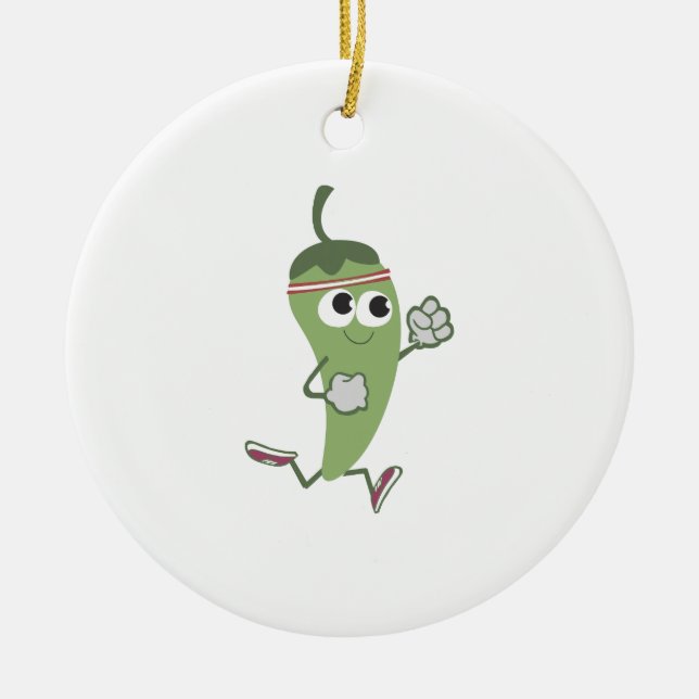 Chilli Pepper Runner Ceramic Tree Decoration (Front)