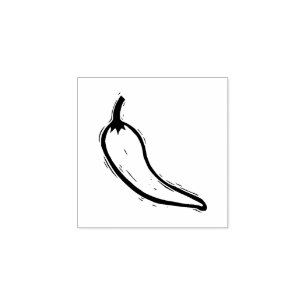 Chilli Pepper Vegetable Cooking Rustic Linocut Rubber Stamp