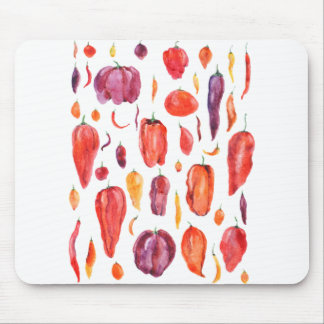 chilli pepper watercolor mouse pad