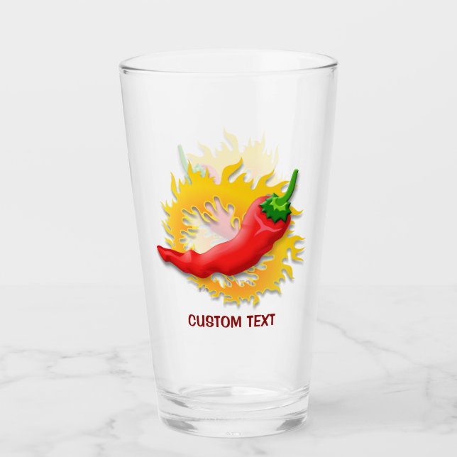 Chilli pepper with flame glass (Front)