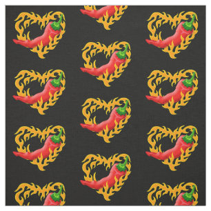 Chilli Pepper with Flame Heart Fabric
