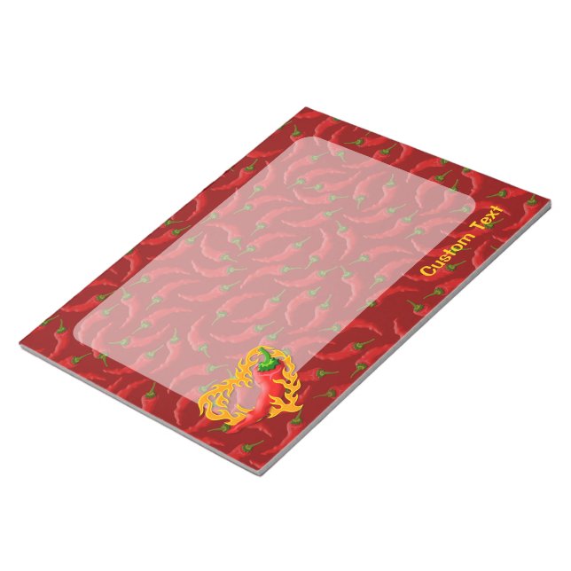 Chilli Pepper with Flame Heart Notepad (Angled)