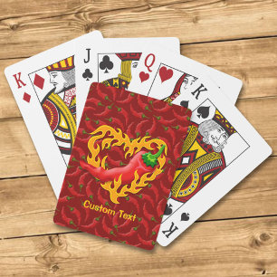 Chilli Pepper with Flame Heart Playing Cards