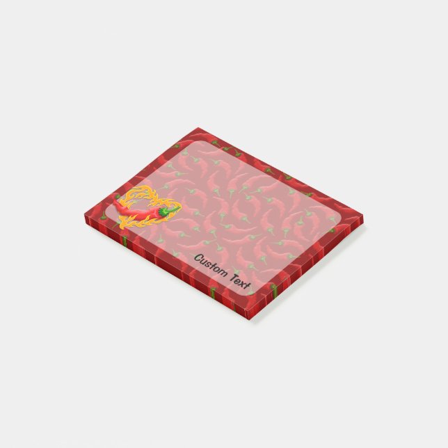 Chilli Pepper with Flame Heart Post-it Notes (Angled)