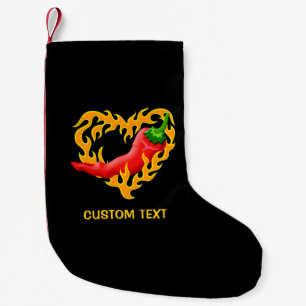Chilli Pepper with Flame Heart Small Christmas Stocking