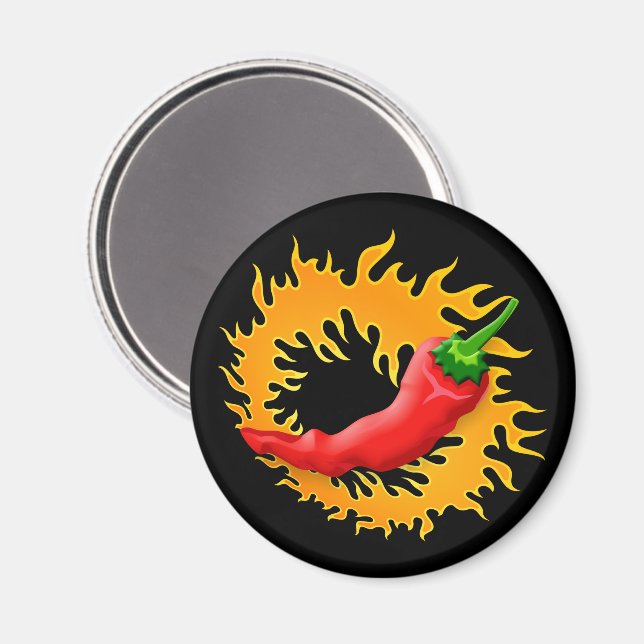 Chilli pepper with flame magnet (Front/Back)