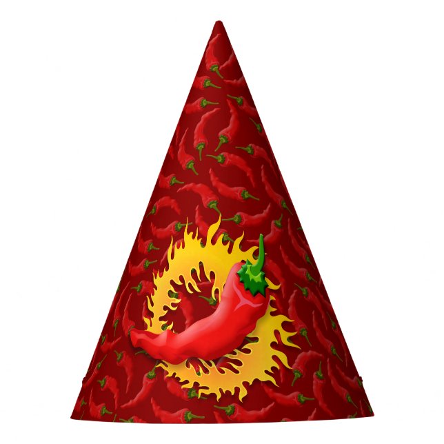 Chilli pepper with flame party hat (Front)