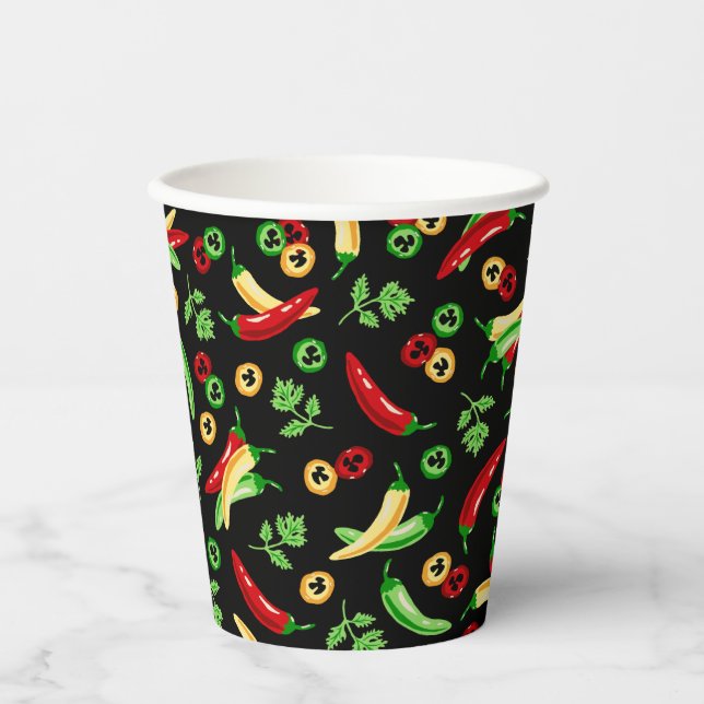 Chilli peppers and Cilantro  Paper Cups (Front)