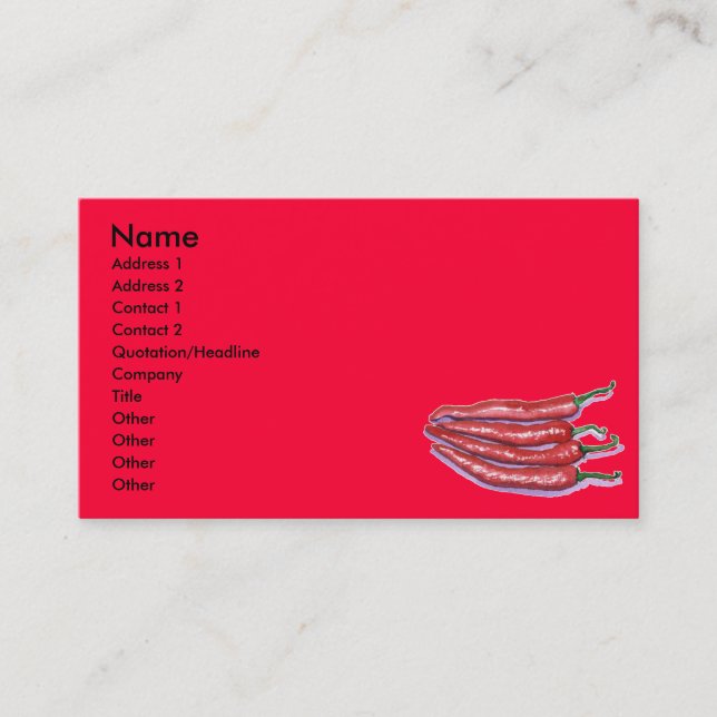 Chilli Peppers Business Cards (Front)