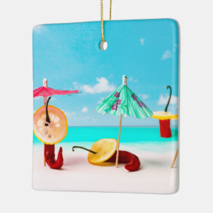 Chilli Peppers By The Sea Ceramic Tree Decoration