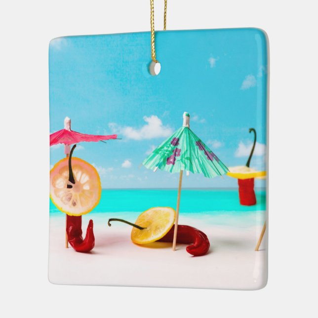 Chilli Peppers By The Sea Ceramic Tree Decoration (Left)