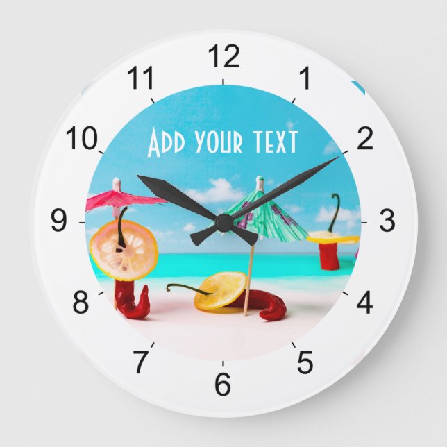Chilli Peppers By The Sea Large Clock (Front)