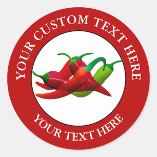 Chilli Peppers Custom Text Logo Icon 3" Classic Round Sticker