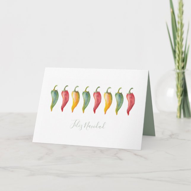 Chilli Peppers Feliz Navidad Christmas Holiday Card (Front)