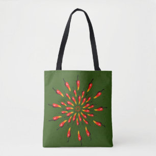 Chilli Peppers Mandala Art Tote Bag