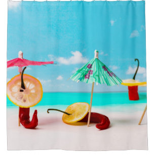 Chilli Peppers On The Beach Shower Curtain
