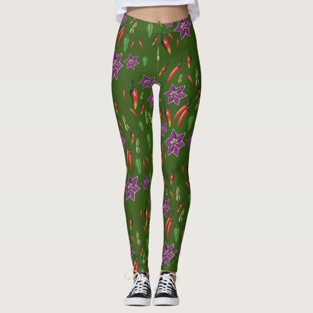 Chilli  Peppers Plants Botanical  Custom Leggings (Front)