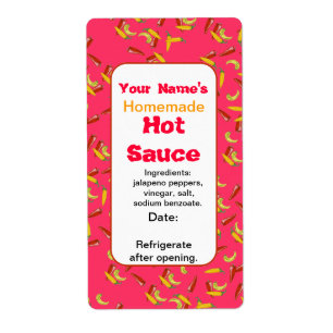Chilli Peppers Red Add Your Name Hot Sauce Labels