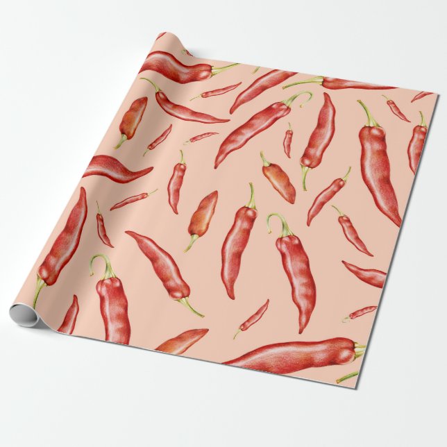 Chilli Peppers Wrapping Paper (Unrolled)