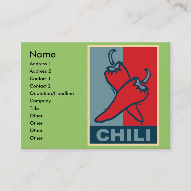 Chilli Red and Blue, Business Card (Front)