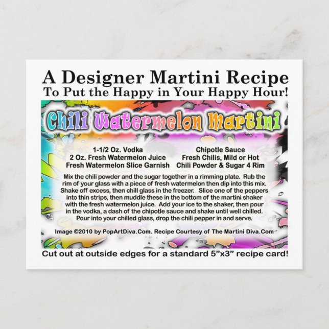 Chilli Watermelon Martini Recipe Postcard (Front)