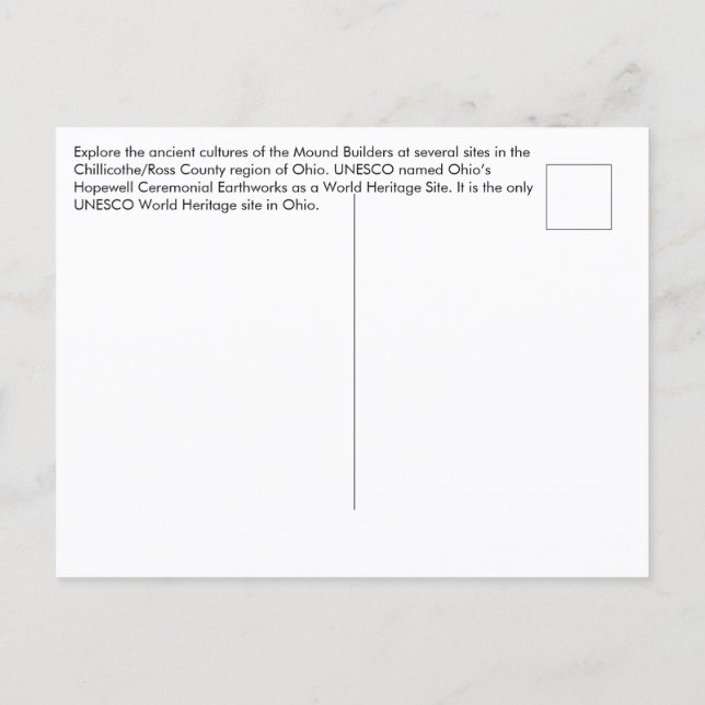 Chillicothe, Ohio Hopewell Ceremonial Earthworks Postcard (Back)