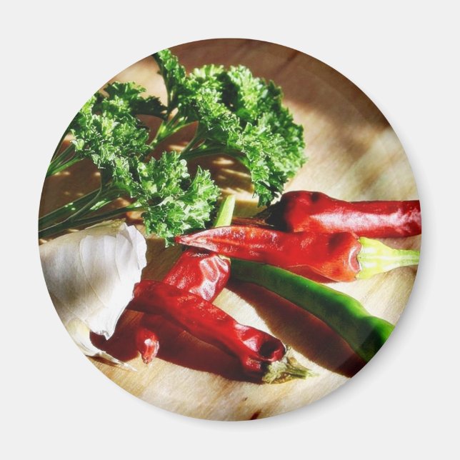 Chillies Chilli Peppers Garlic Parsley Magnet (Front)