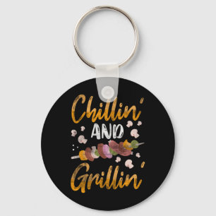Chillin And Grillin Bbq Smoker Gifts Funny Byrbequ Key Ring