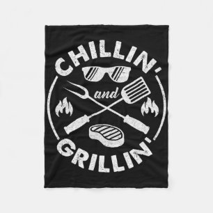 Chillin And Grillin Costume Funny Bbq Grilling Dad Fleece Blanket