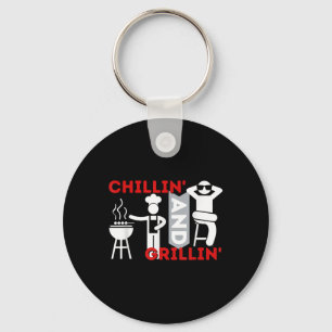 Chillin And Grillin - Funny Bbq Smoker Barbecue Gr Key Ring