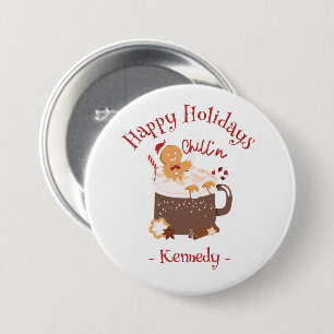 Chillin' Christmas Hot Chocolate and Gingerbread 7.5 Cm Round Badge
