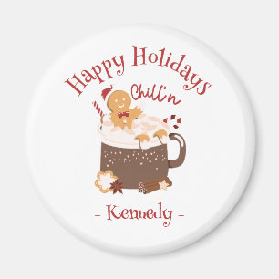 Chillin' Christmas Hot Chocolate and Gingerbread Magnet
