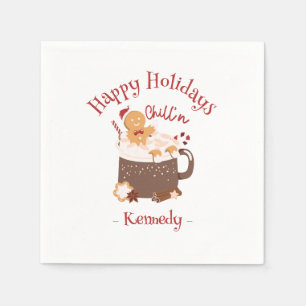 Chillin' Christmas Hot Chocolate and Gingerbread Napkin