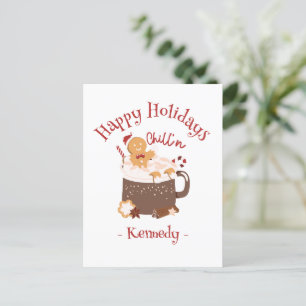 Chillin' Christmas Hot Chocolate and Gingerbread Postcard