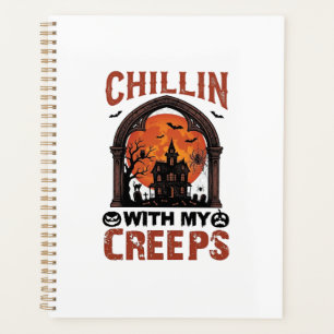 Chillin Creeps Halloween Haunted House Orange Moon Planner