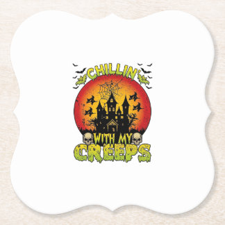 Chillin Creeps Haunted House Halloween Witches Sku Paper Coaster