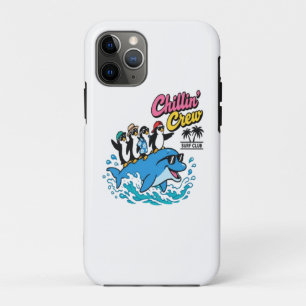 Chillin Crew Surf Club Penguin Dolphin T-Shirt Case-Mate iPhone Case