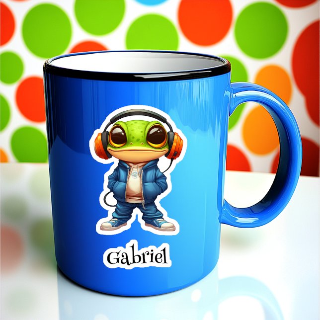 Chillin' Frog Personalised Vinyl Sticker (Creator Uploaded)