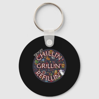 Chillin Grillin Refillin Crazy Funny Beer Bbq Key Ring