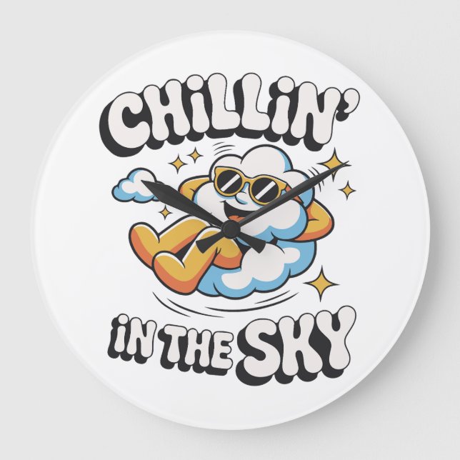 Chillin' in the Sky – Fun Cloud Wall Clock  (Front)